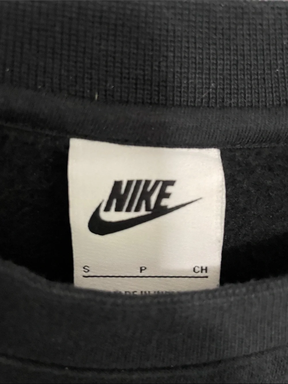 Nike Unisex Black Crewneck Sweatshirt with White Swoosh